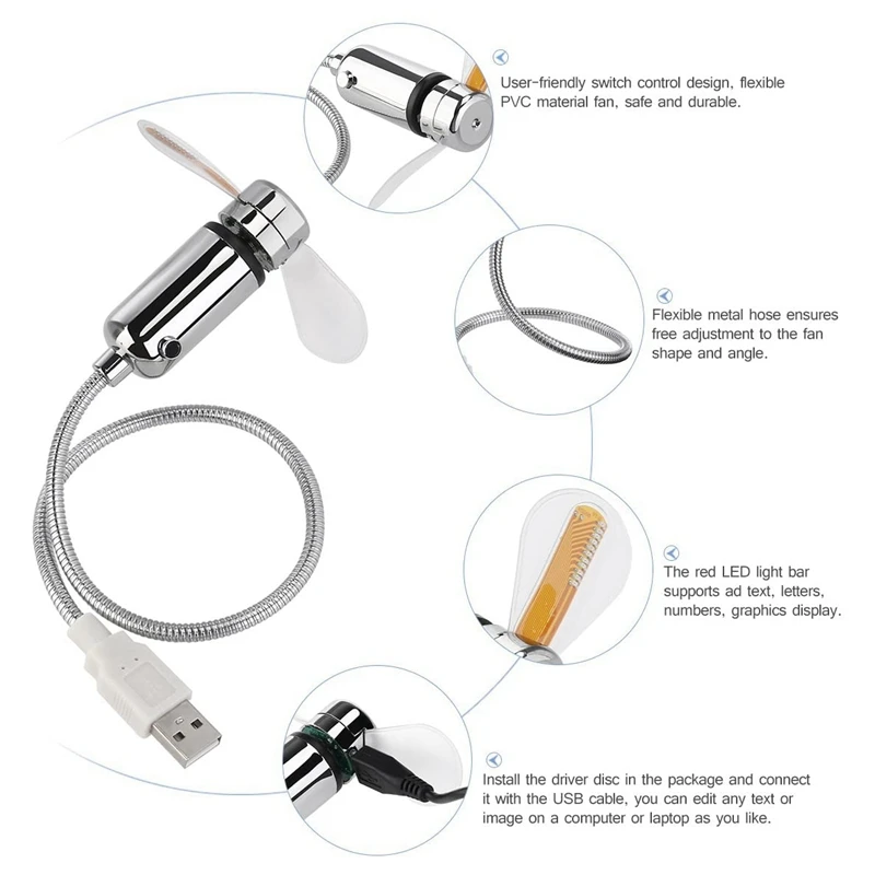 Гибкий мини USB светодиодный охлаждающий мигающий вентилятор с программируемой