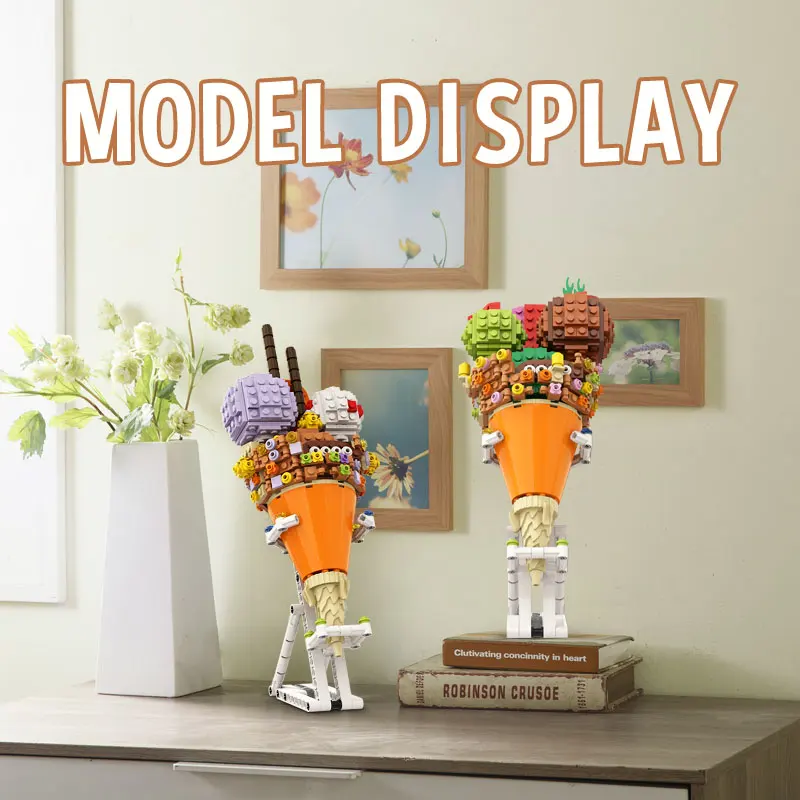 

MOC Strawberry Chocolate Ice Cream Building Block Bricks Summer City Sets Design Model Toys For Children's Education Toys Gifts