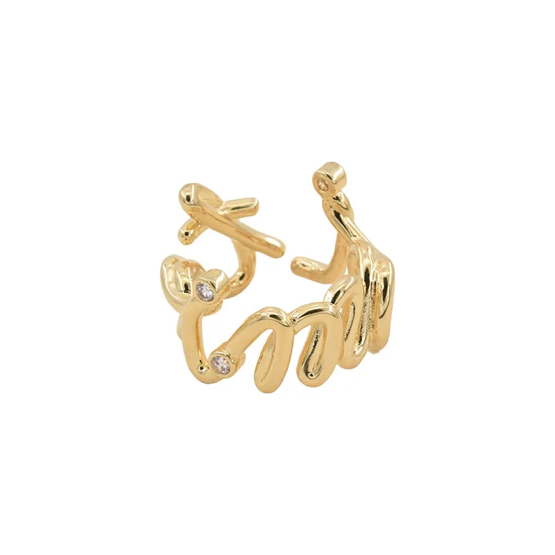 

Korean-Style Gold Geometric Letter Wave Open Ring Women's Fashion Personalized Niche Design High-Grade Temperament Bracelet