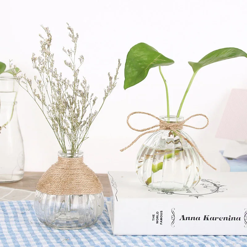 

Nordic Transparent Glass Vase Pumpkin shape Home Ornaments Flowers Hydroponic Small Vase Home Decoration 1piece