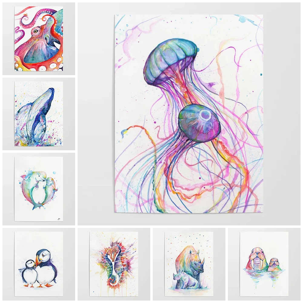 Модульная картина Hd картины медуза домашний декор холст Кит животное постер