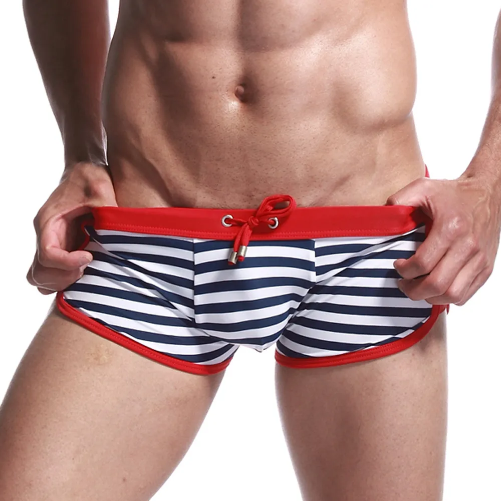 Мужские полосатые трусы купальник сексуальный мужские плавки шорты штаны для