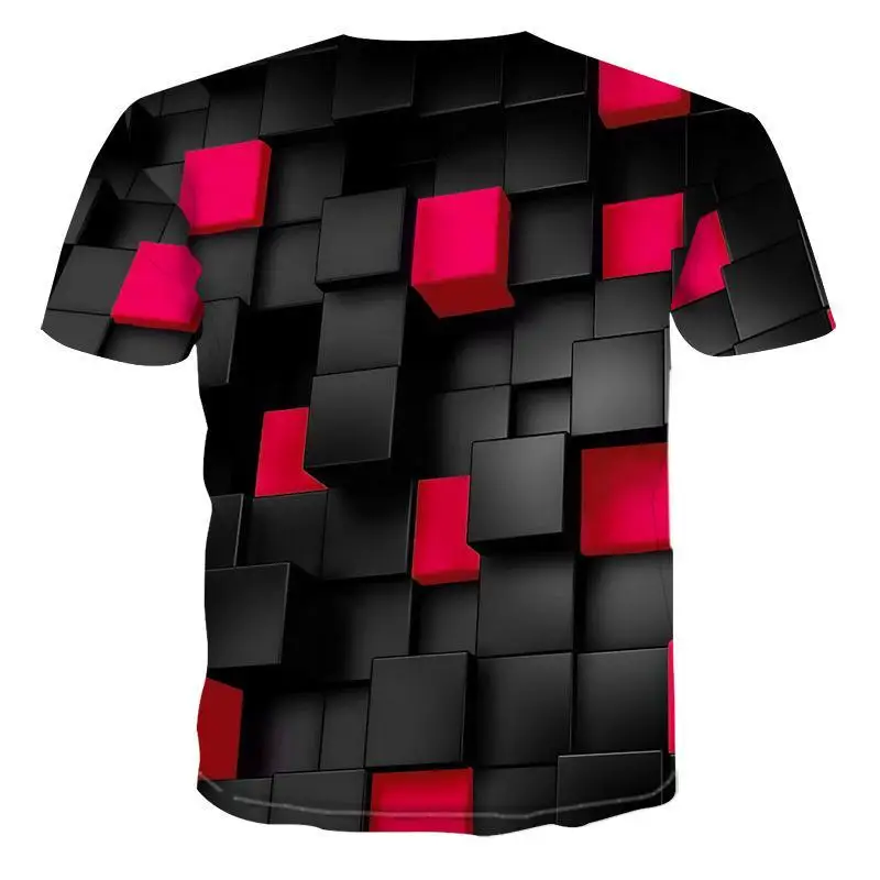 

Summer T -Shirt Mens Geometric 3d Three -Dimensional Pattern Digital Printing T-Shirt Male Short Sleeve Slim Fit Tops Tees