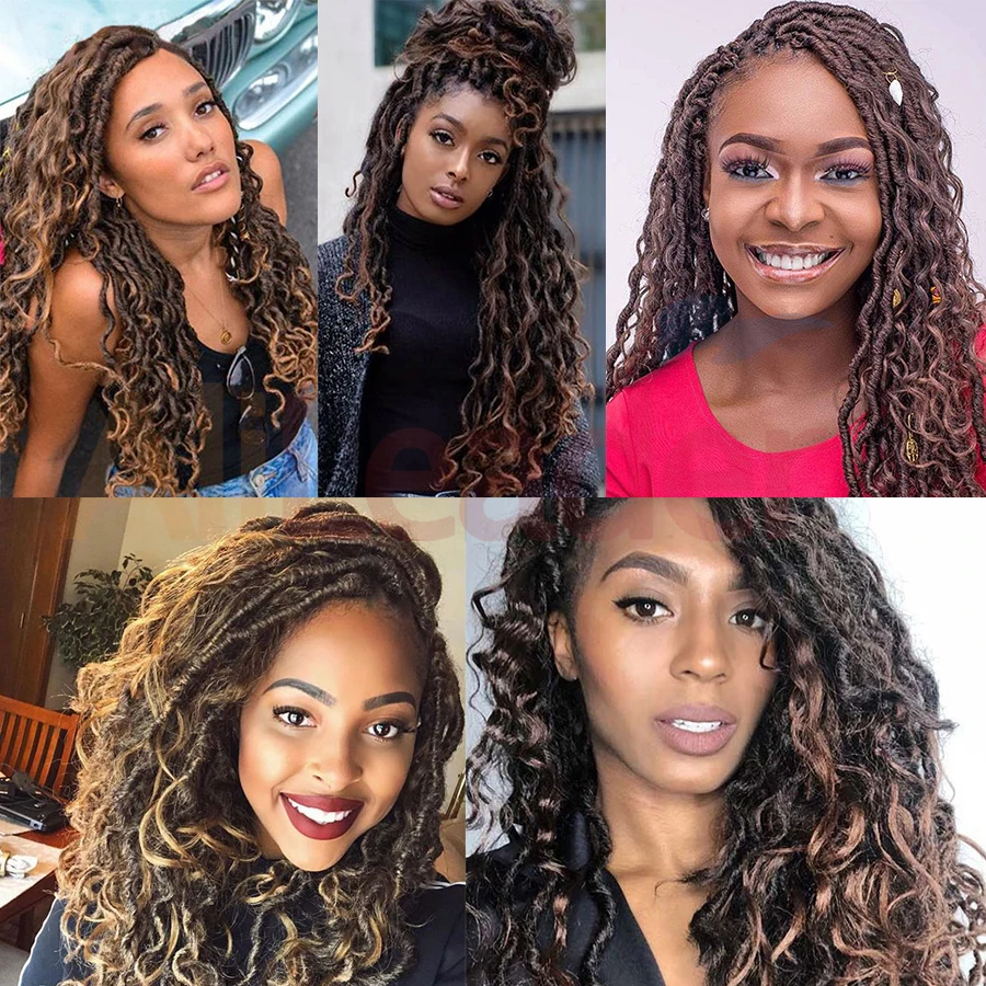 

Alileader Ombre Natural Brown River Goddess Braiding Hair 14 18Inch Synthetic Crochet Braids Hairs Passion Twist Locs With Curly