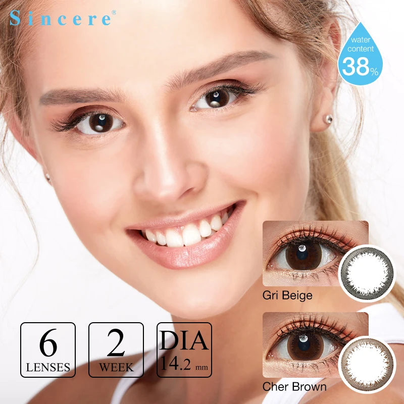 

Sincere vision Colored Contact Lenses 0-900 diopter for eyes lens vision correction health care 6pcs/box EYE BEAUTY 2week