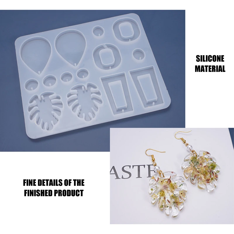 

DIY Silicone Leaf Earring Pendant Jewelry Epoxy Mold Resin Casting Mould Tool 11.6x13.7cm Crystal Epoxy Earring Pendant Mould YE