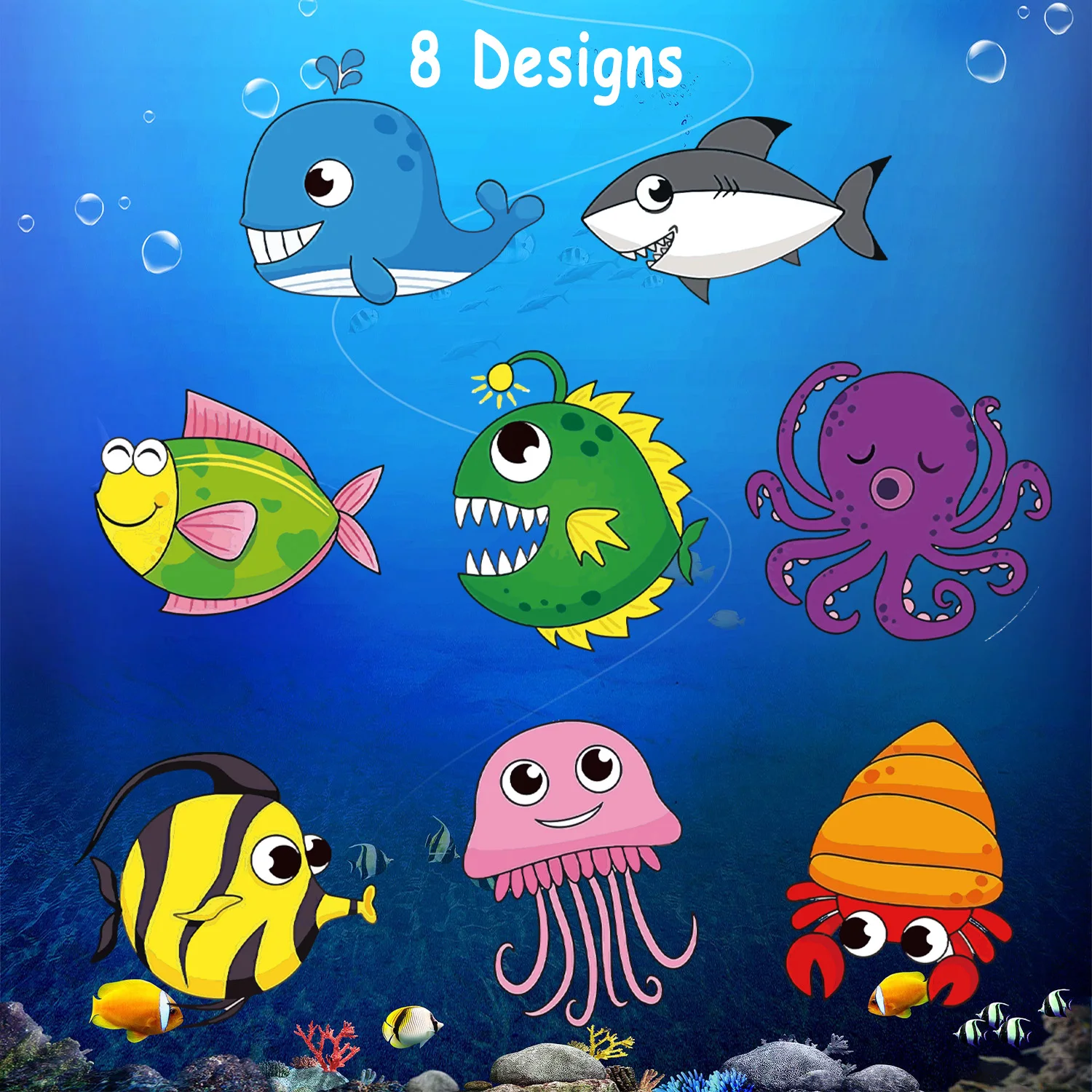 

Cartoon Sticker for Kids Round 500pcs/roll 8 Designs Shark Whale Reward Sticker for Birthday Party Decoration Child Boy Sticker