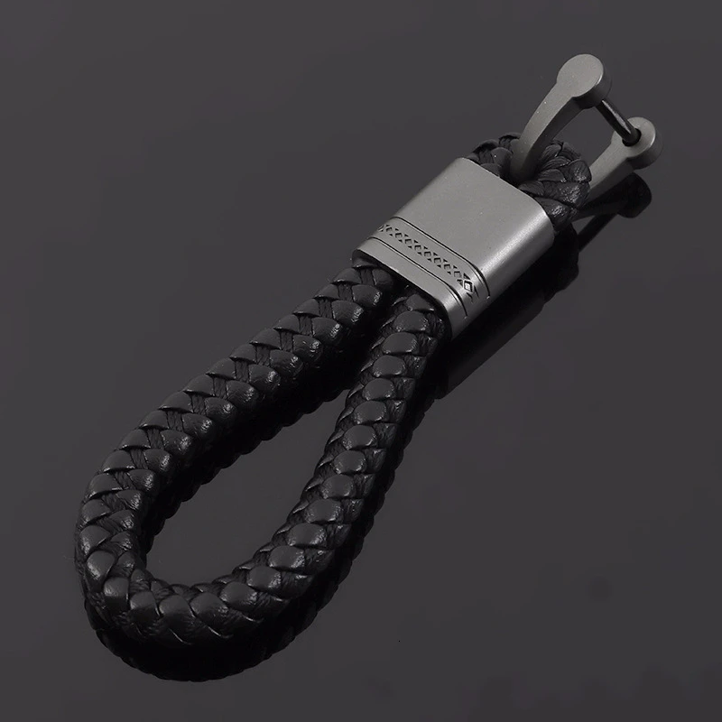 

Horseshoe Buckle Weaving Leather Keychain Handmade Weaving Leather Rope Auto Key Chain Keyholder for Car Keys