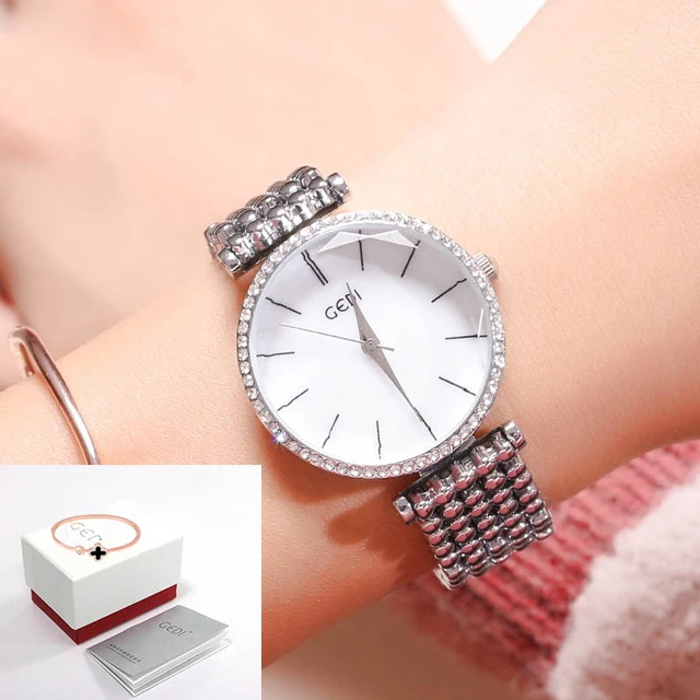Silver white box GEDI женские часы модные наручные часы для женщин роскошные женские часы женский браслет Reloj Mujer Часы Relogio Feminino - Цвет: Silver white box