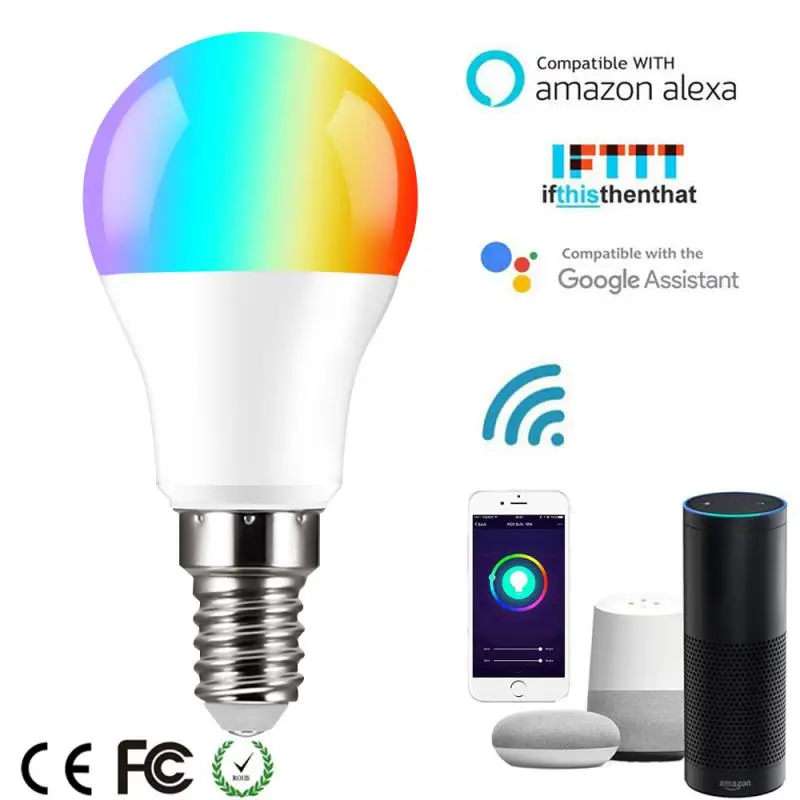 Новый затемнения E14 RGB светодиодный смарт лампа 6 Вт Bluetooth лампы RGBW/RGBWW умная музыка
