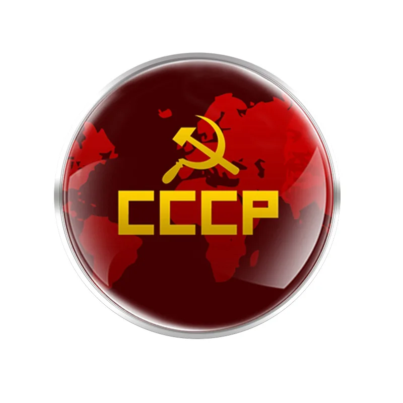 

USSR CCCP Classic Glass Round Convex Top Brooch For Bag Clothes Fashion Accessories Gift