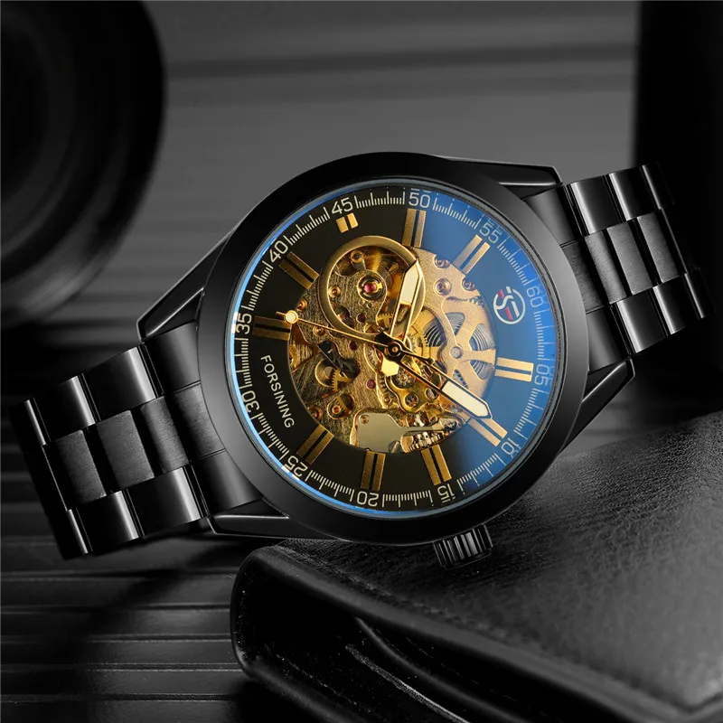FORSINING автоматические механические мужские наручные часы военные спортивные