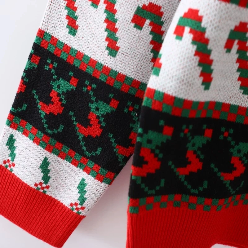 

Foreign trade British winter jacquard Christmas Sweater men's and women's same round neck trend long sleeve sweater bottom coat