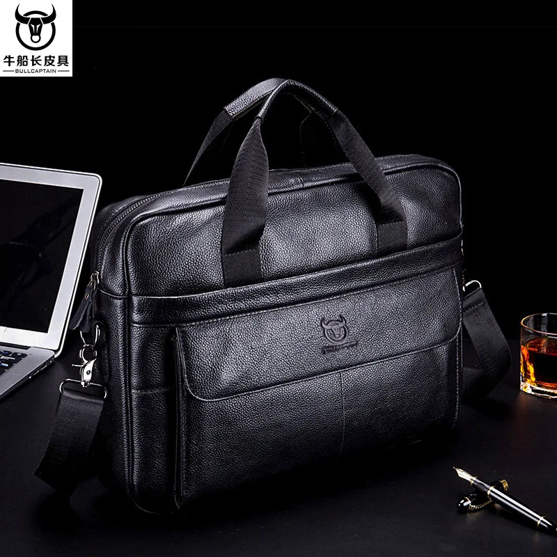 

Men Briefcases Lawyer Genuine Leather Handbag Vintage Laptop Briefcase Male Computer Shoulder Bags Casual Men's Bag Documents