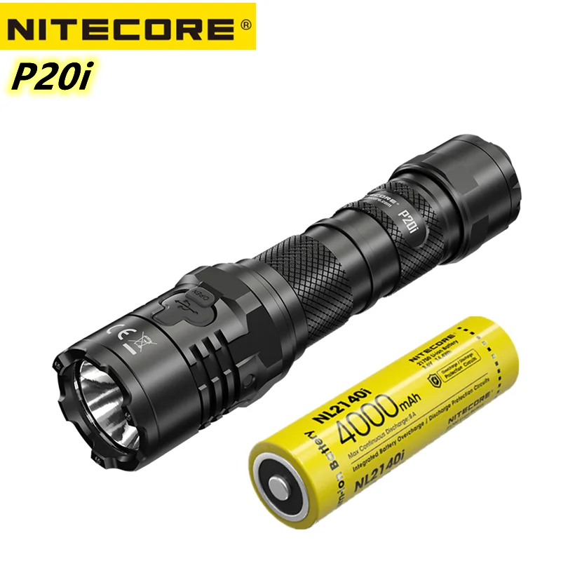 1800lumens com 4000mah Nitecore Original Lanterna Tática Usb Recarregável Super Brilhante Bateria Auto-defesa Flashligh P20i