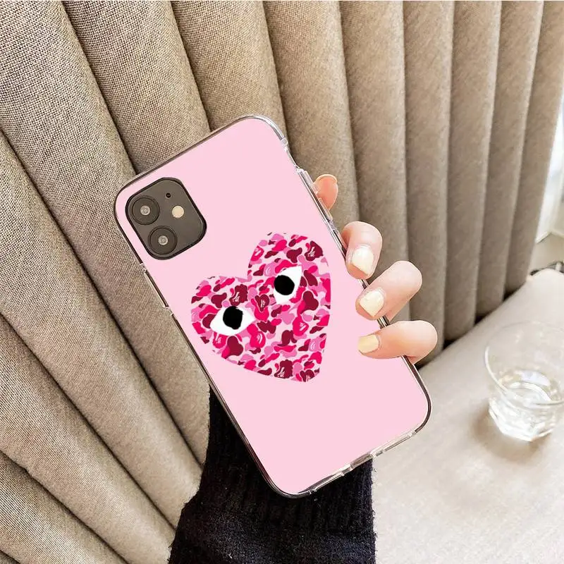 

Comme des Garcons Heart PLAY Phone Case For iphone 7 8 plus x xr xs 11 12 mini pro max transparent nax fundas cover