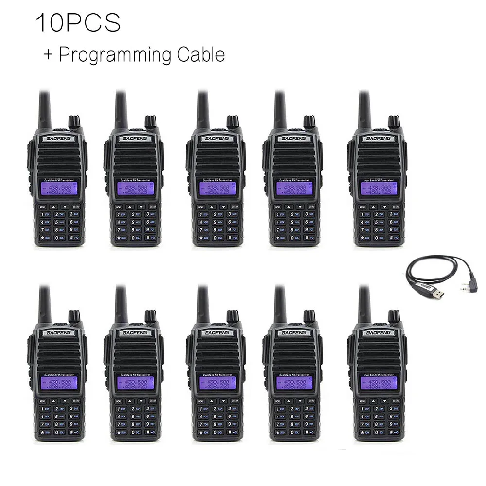10 шт./лот BAOFENG UV 82 VHF UHF двухдиапазонный 136 174/400 520 2 PTT двухсторонняя радиосвязь 5 Вт