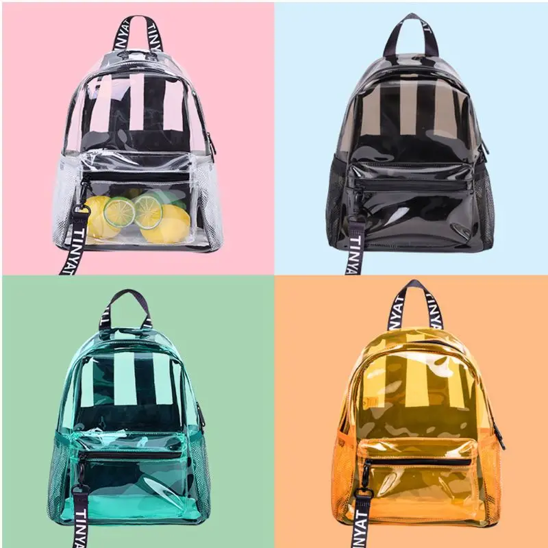 

Women Girls Transparent PVC Backpack Fashion Travel Daypack College Travel School Rucksack