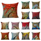 Декоративная масляная живопись, дерево, наволочка, льняная Подушка, богемное геометрическое украшение для дома, для автомобилей, стульев, диванов, наволочка 45 см * 45 см