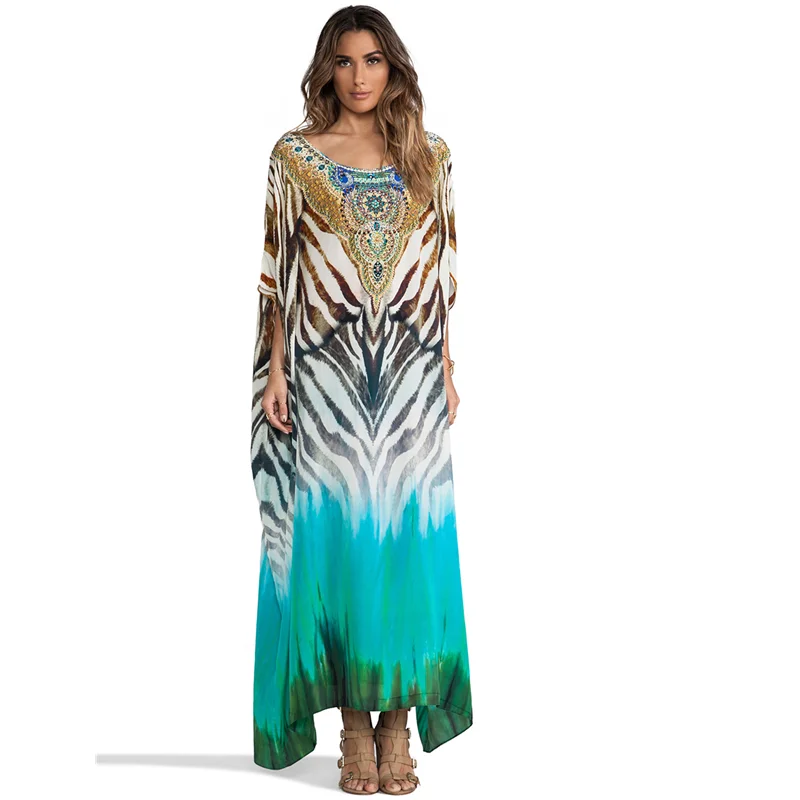 Пляжное платье Morrocan Kaftan для женщин длинное пляжное с богемным принтом Q1074