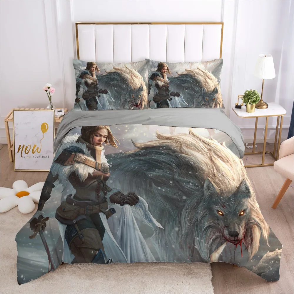 

3D Custom Design Wolf Home Textile Animal Quilt Cover Sets Gray Bed Pillow Slips King Queen Super King Twin Full Size