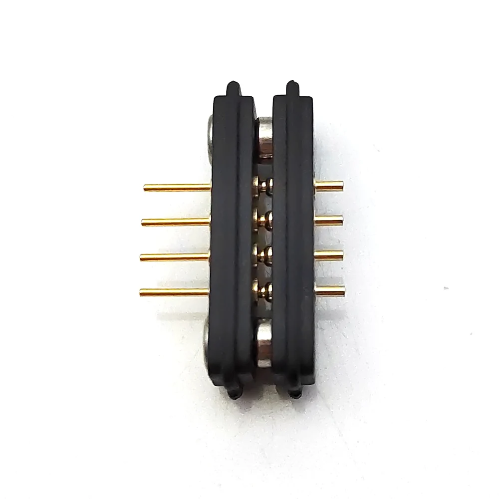 

10Pair Spring Loaded Magnetic Pogo Pin 4 Pins 2.54 MM Pitch Vertical needle Row Through Holes Solder Pair Female Probe Contact