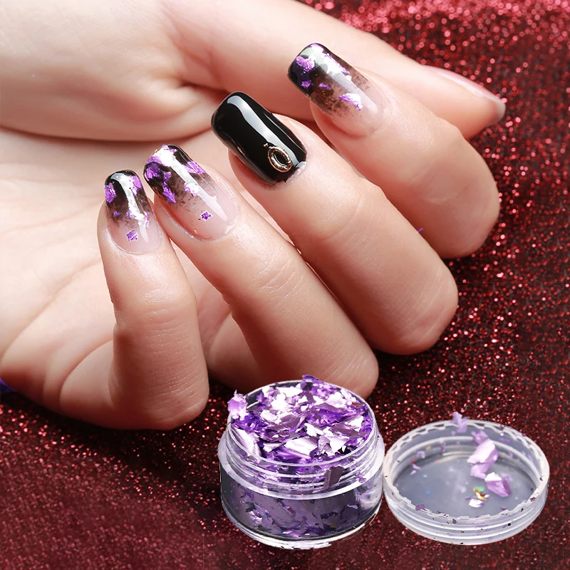 Имитация фрагмента золотой фольги персиковый фиолетовый блеск для ногтей сделай