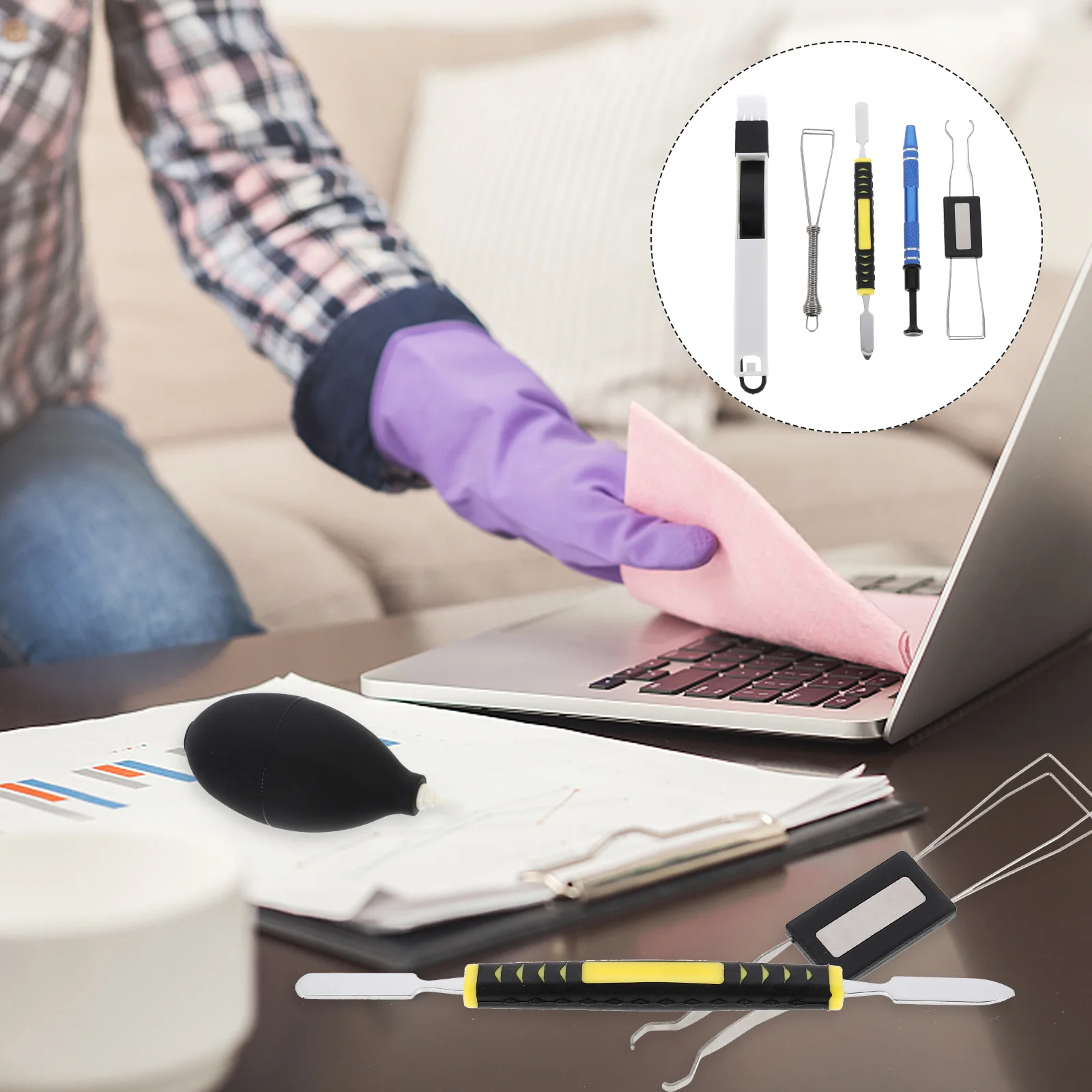 

1 Set Key Cap Puller Keyboard Keycap Remover Cleaning Brush Supply