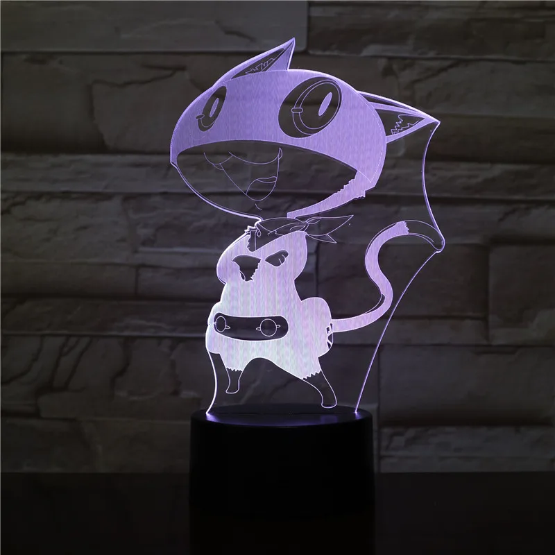 7 цветов 3D Визуальный Usb мультфильм Кот моделирование светодиодная Фея лампа