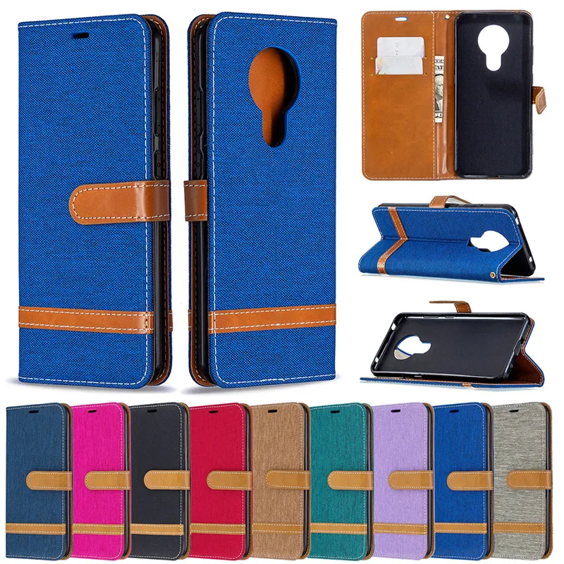 

Denim Mixed Leather Wallet Flip Phone Case For Huawei P50 P40 Lite E P30 Pro P20 Mate 30 20 Lite Pro Cover with Card Slot Holder