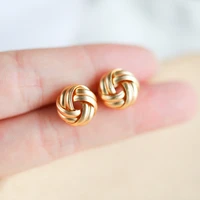 tafree classic cross geometric gold flower stud earrings handmade making knot ear studs fashion women girl simple jewelry c251
