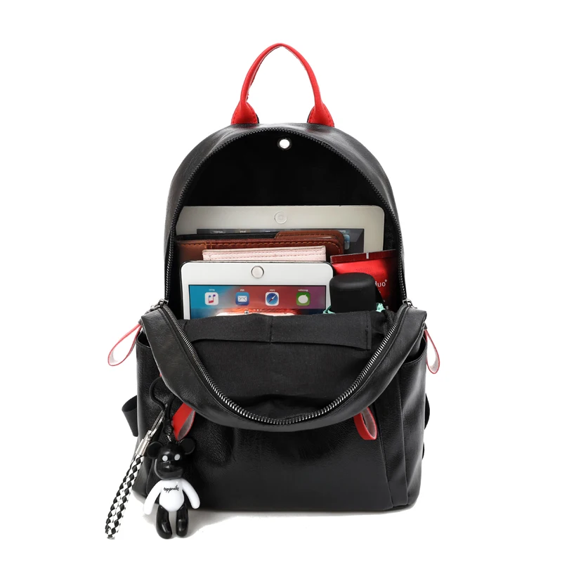 Рюкзак женский из мягкой кожи с отделениями в стиле колледжа для