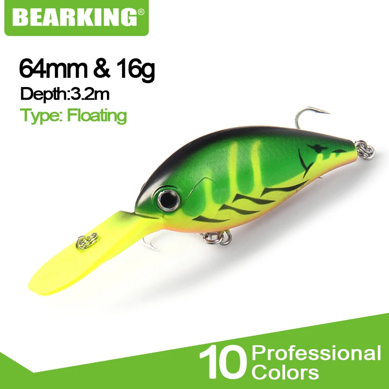 Perfect BearKing Hot professional fishing lures crank 64mm/16g dive 3.2m each lot 5pcs different colors free shipping|fishing lure|lot 5pcsbearking |