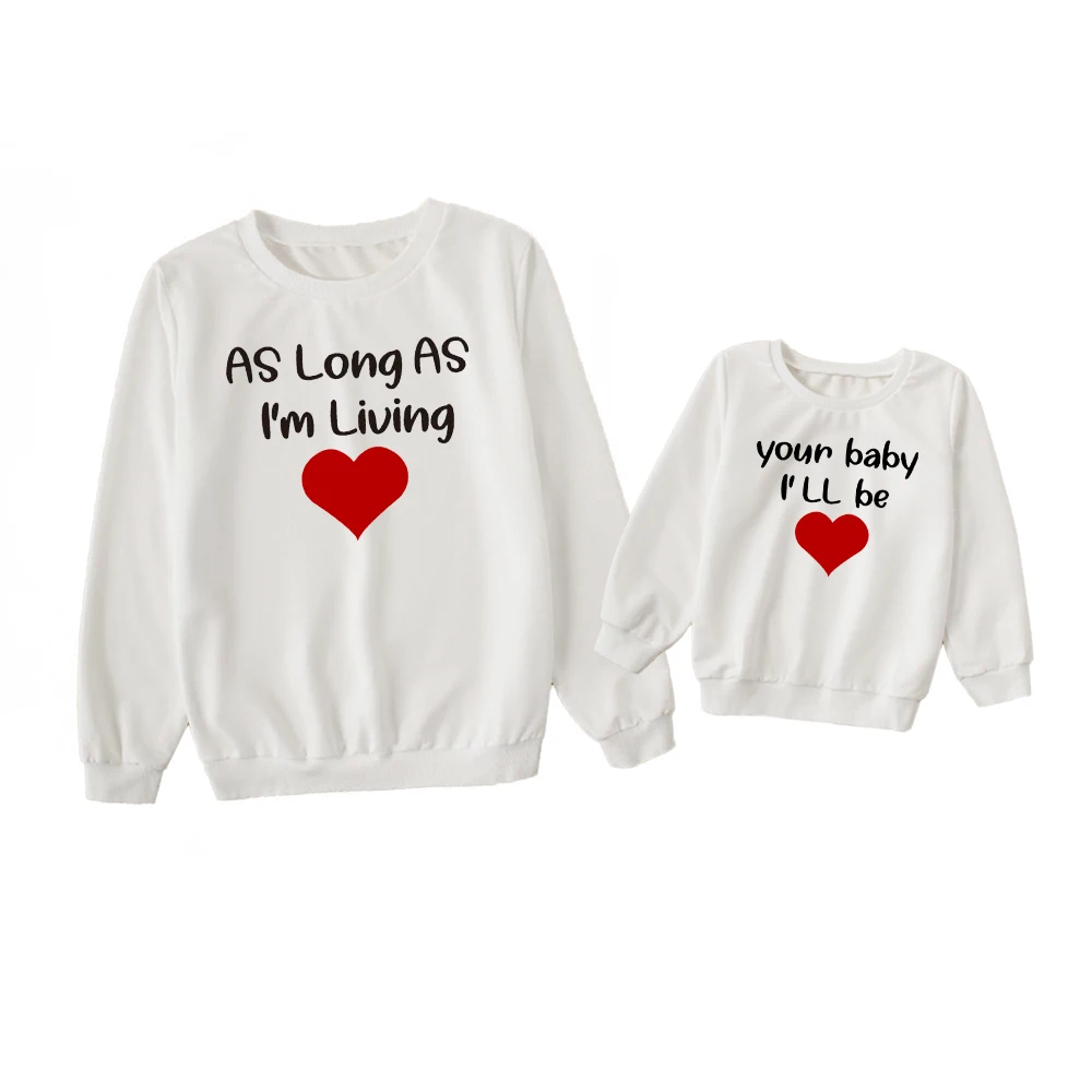 

Весенне-осенний свитер KOENVE для родителей и детей, одежда для родителей и детей, футболка с круглым вырезом и длинным рукавом, семейная одежда с принтом Love