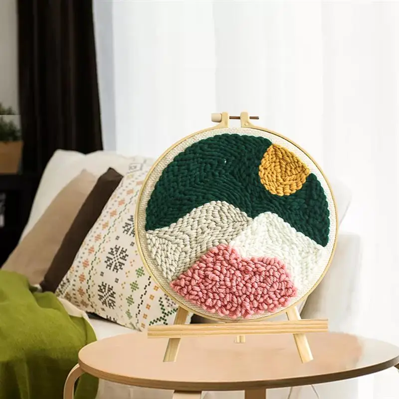 

Punch Needle Embroidery Starter Kits Punch Needle Tool Embroidery Cloth With Pattern DIY Handcraft Embroidery Set For Wall Home