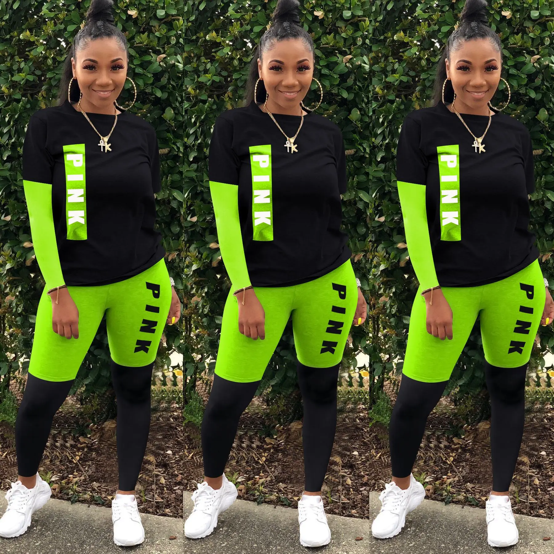 

Letter Pink 2021 Hot Sale New Design style Women Casual Clothing Sweatwear Sweet Sexy Fashion Soft Good Fabric cool soft P1055