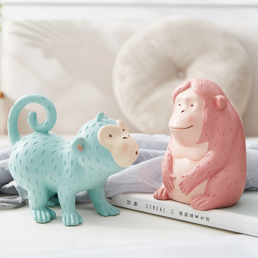 Статуэтка из смолы подарок милая обезьяна статуи животных домашний декоративный