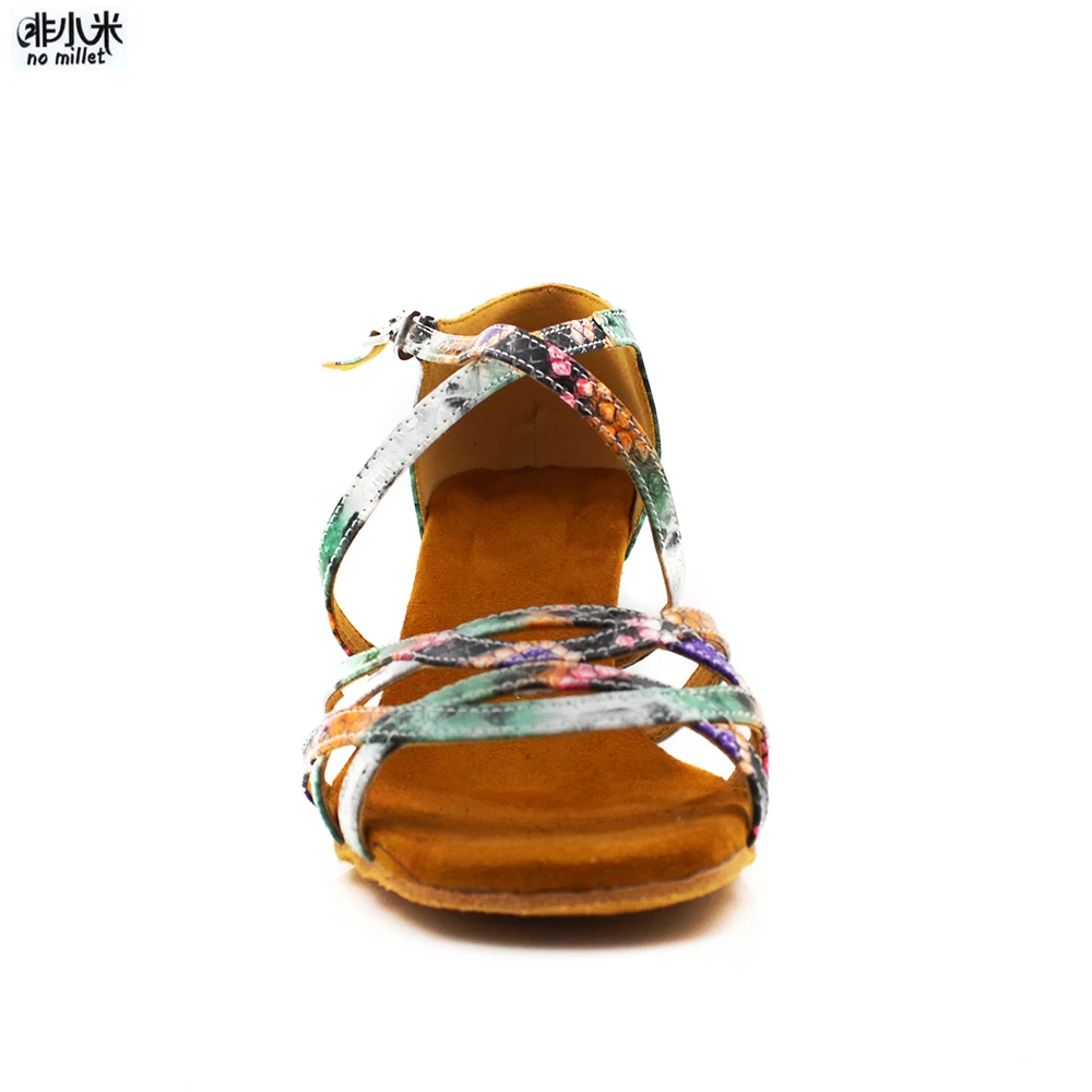 Новое поступление женская обувь Цветные Цветочные кожаные туфли для латинских