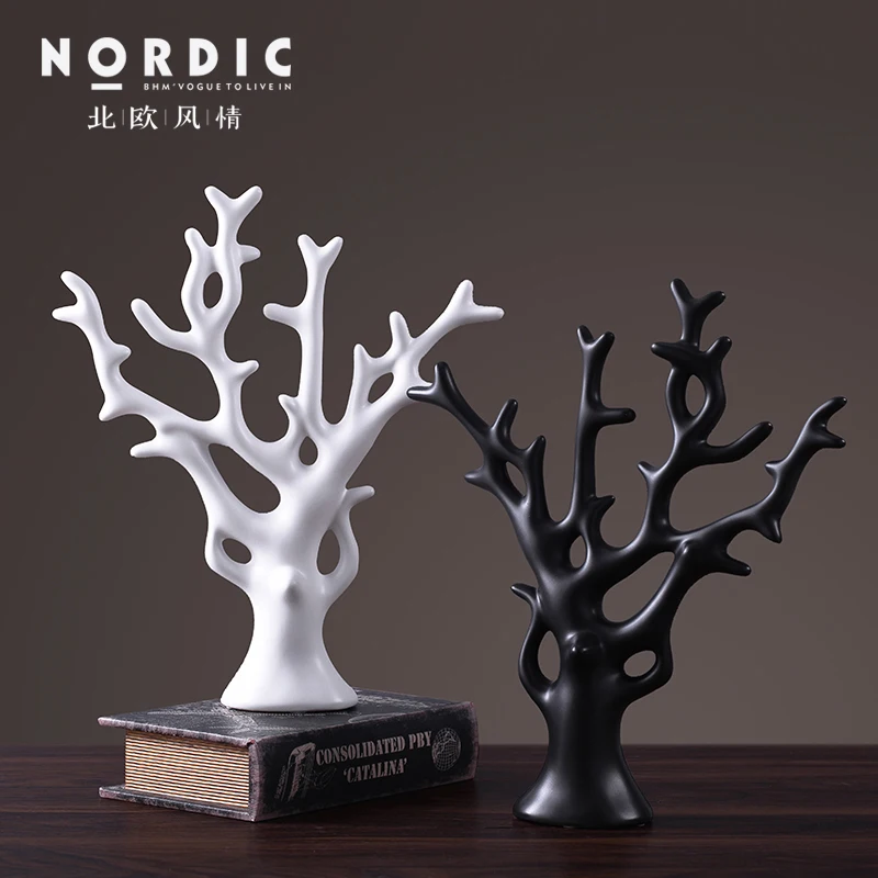 

Creativity Table Figurines Modern Craft Art Nordic Plant Tree Figurines Ceramics Office Adornos Para Casa Desk Accessories DM50T