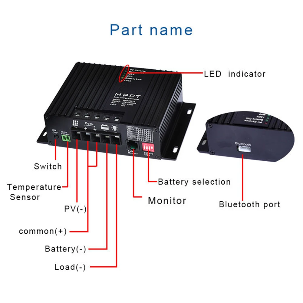 10 А/12 а/25 А 12 В MPPT Контроллер заряда солнечной батареи Bluetooth регулятор панели