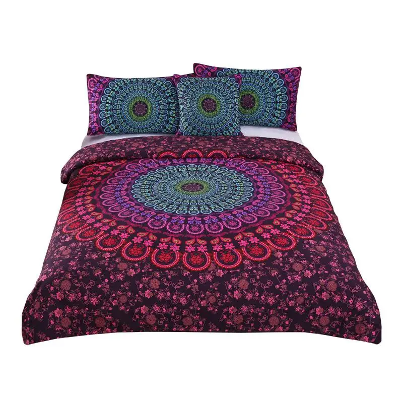 

40 Bohemia Colorful Geometric Printed Bedding Set Polyester Adult Duvet Cover with Pillowcase 3 pcsBeds Single Twin Double 80030