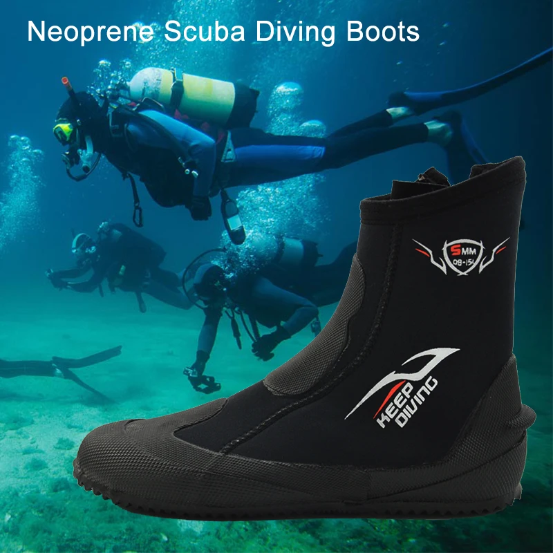 5mm Diving Boots Neoprene Scuba Diving Snorkeling Water Shoes High-top Waterproof Non-slip Fish Hunting Shoes Keep Warm