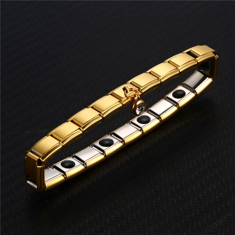 Модный Хрустальный Браслет с германием для женщин и мужчин из нержавеющей стали