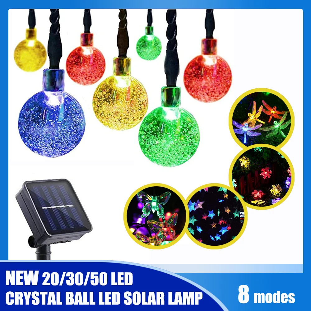 

NEW 20/30/50 LED Crystal ball LED Solar Lamp Power LED String Fairy Lights Solar Garlands Garden Christmas Decor For Outdoor