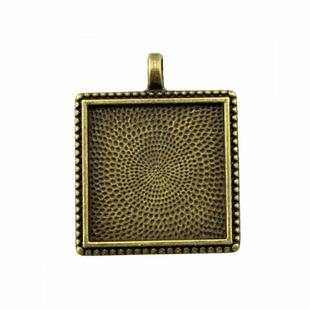 

6pcs Square Cabochon Base Settings Fit Cabochons 25mm Square Vintage Antique Bronze, Antique Silver Color Alloy Pendant Settings