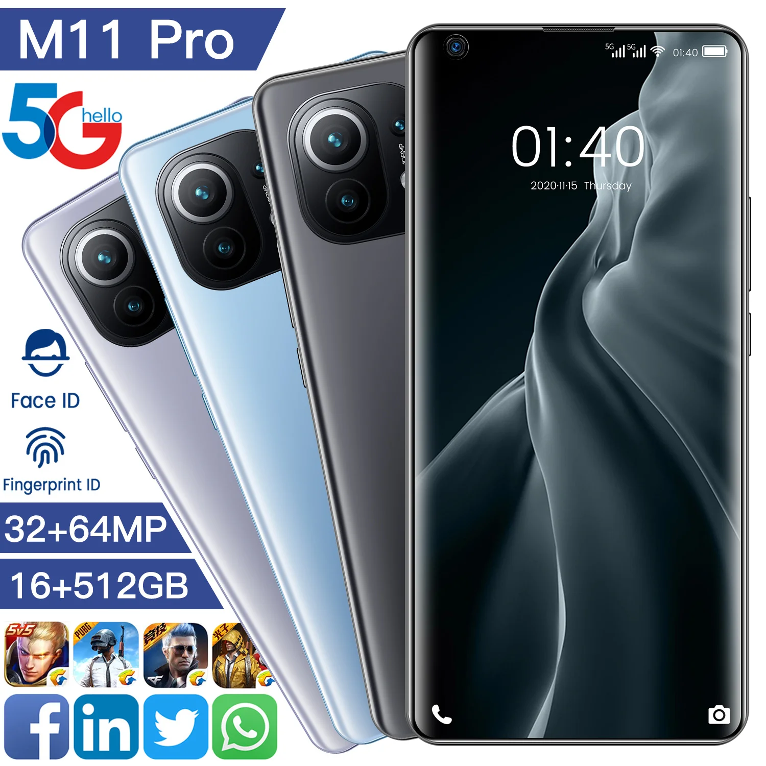 

Hot Sale Galax M11 Pro Global Version 5G Smartphone 7.3 Inch 6800mah Deca Core 16GB 512GB 32MP 64MP Face Unlocked Cell Phones