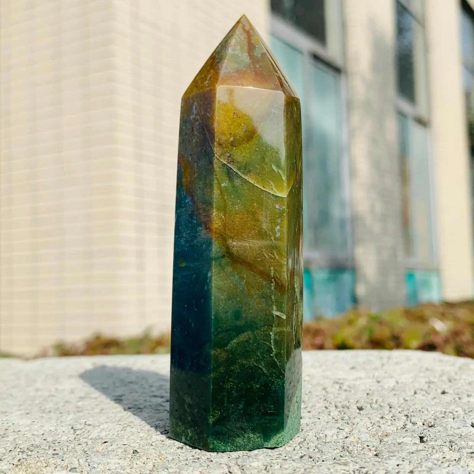 

Natural Water Plant Agate CrystalQuartz Obelisk Reiki Healing Home Furnishings Room Decoration Gemstones 8-10 Cm