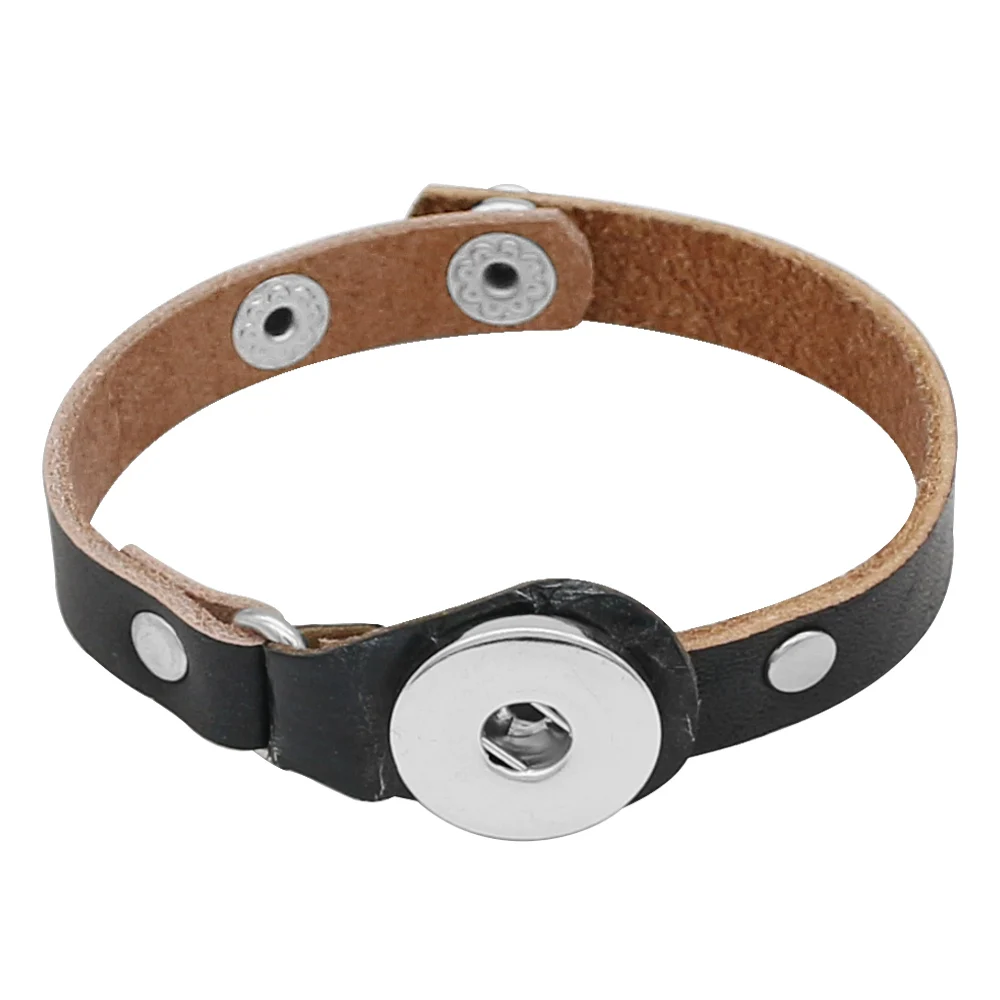 Горячая Распродажа Винтажные Украшения с кнопкой из металла кожаный браслет