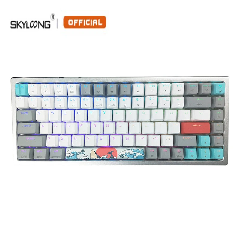 

Игровая Bluetooth оптическая клавиатура SKYLOONG с 84 клавишами, RGB подсветка, Type-C, Gateron, оптическая переключаемая клавиатура для настольного планшет...