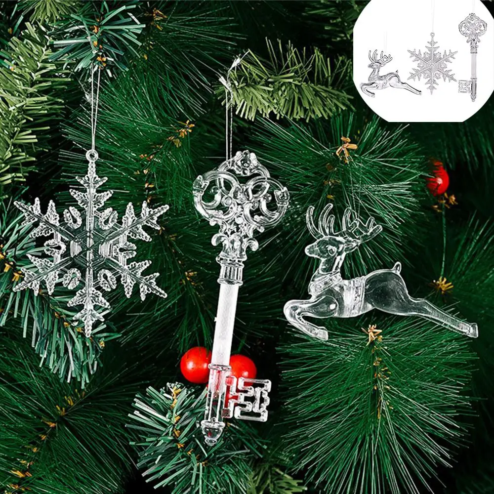 

Новый олень, снежинка, прозрачное украшение для рождественской елки, подвесное украшение